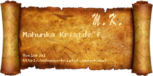 Mahunka Kristóf névjegykártya