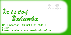 kristof mahunka business card